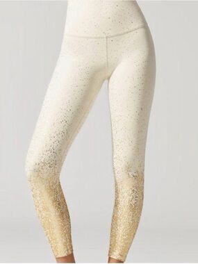 Beyond Yoga Cream and Gold Leggings Size Medium
